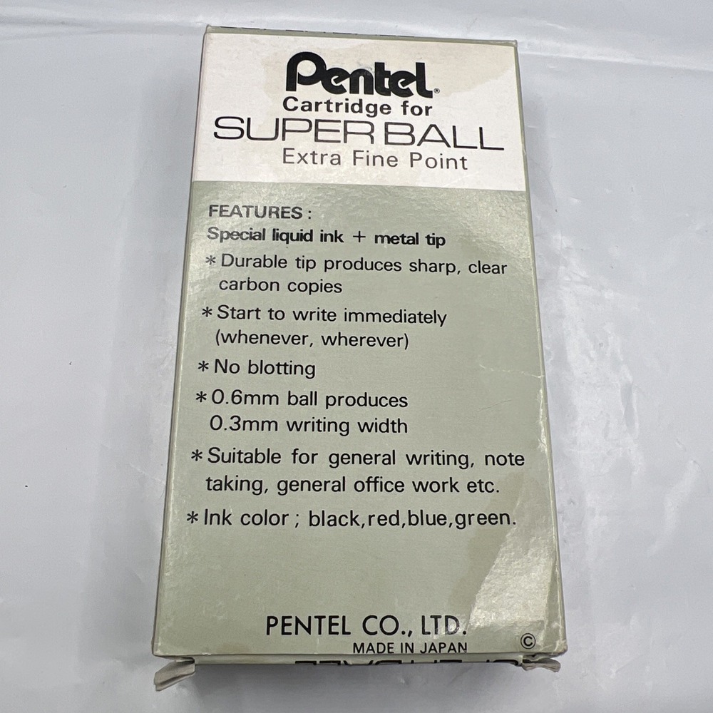 Lot of 3 Vintage Pentel Super Ball BHM6 Pen Refill Cartridges Japan Open Box